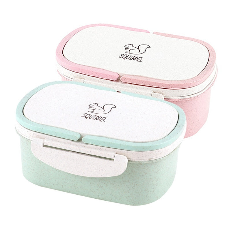 Wheat Straw Lunch Box – Portable 2-Layer Bento Food Storage Container