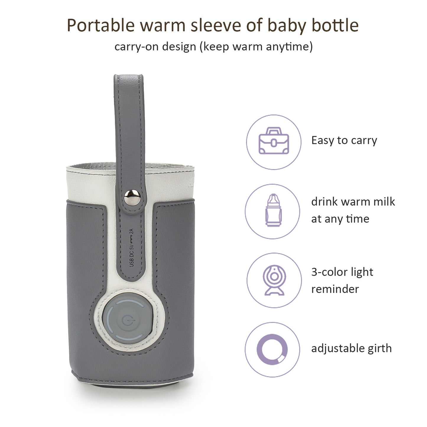 Portable Baby Bottle Warmer – Adjustable Heating Milk Bag for Travel & Car Use