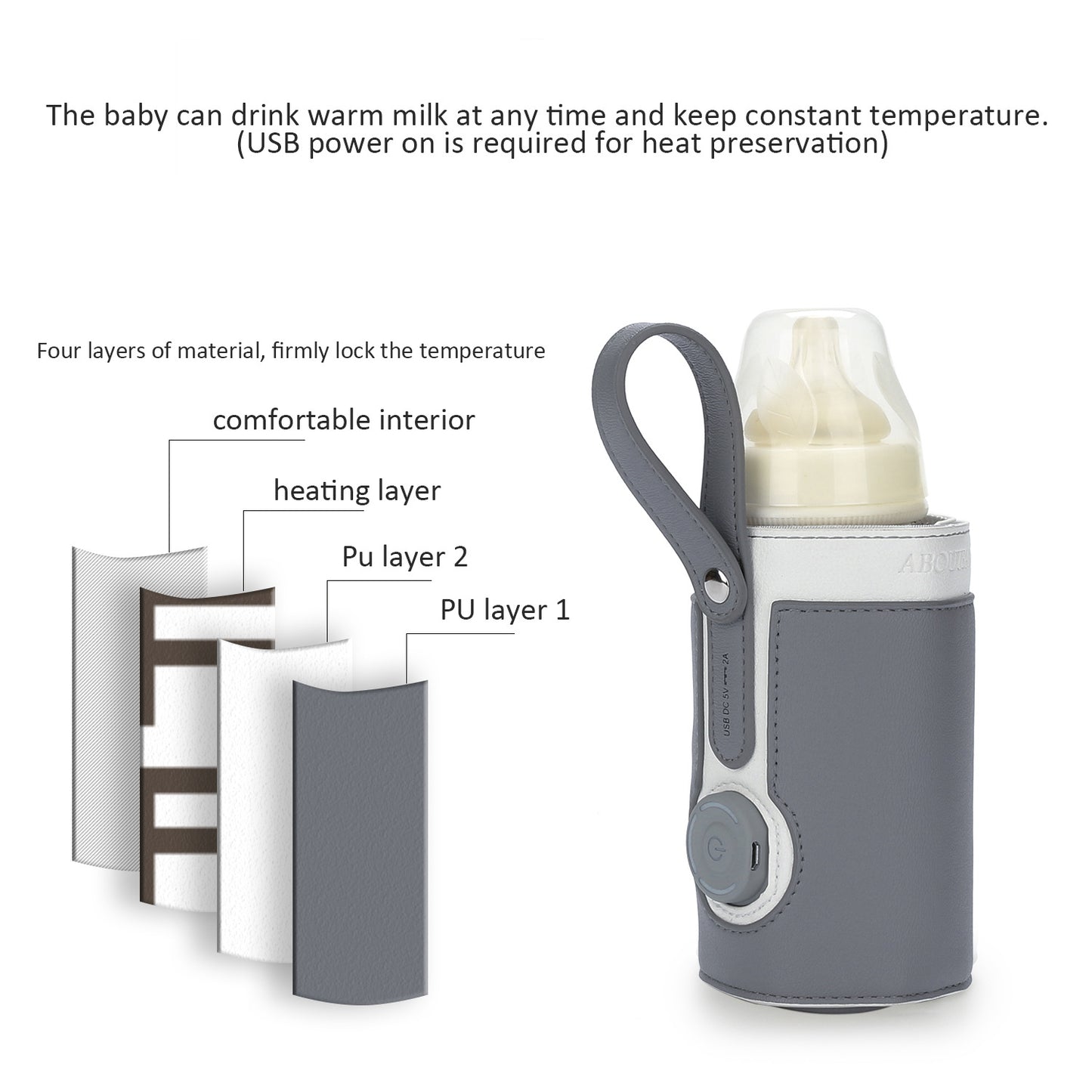 Portable Baby Bottle Warmer – Adjustable Heating Milk Bag for Travel & Car Use