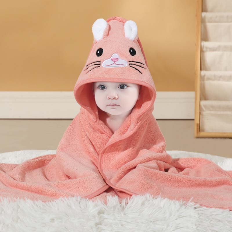 Baby Hooded Towel – Cartoon Animal Face Newborn Bath Wrap