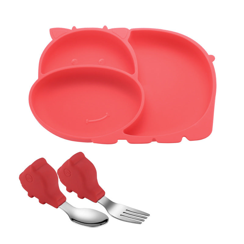 Baby Suction Bowl Set – All-in-One Feeding Tableware with Compartment Plate, Spoon & Fork