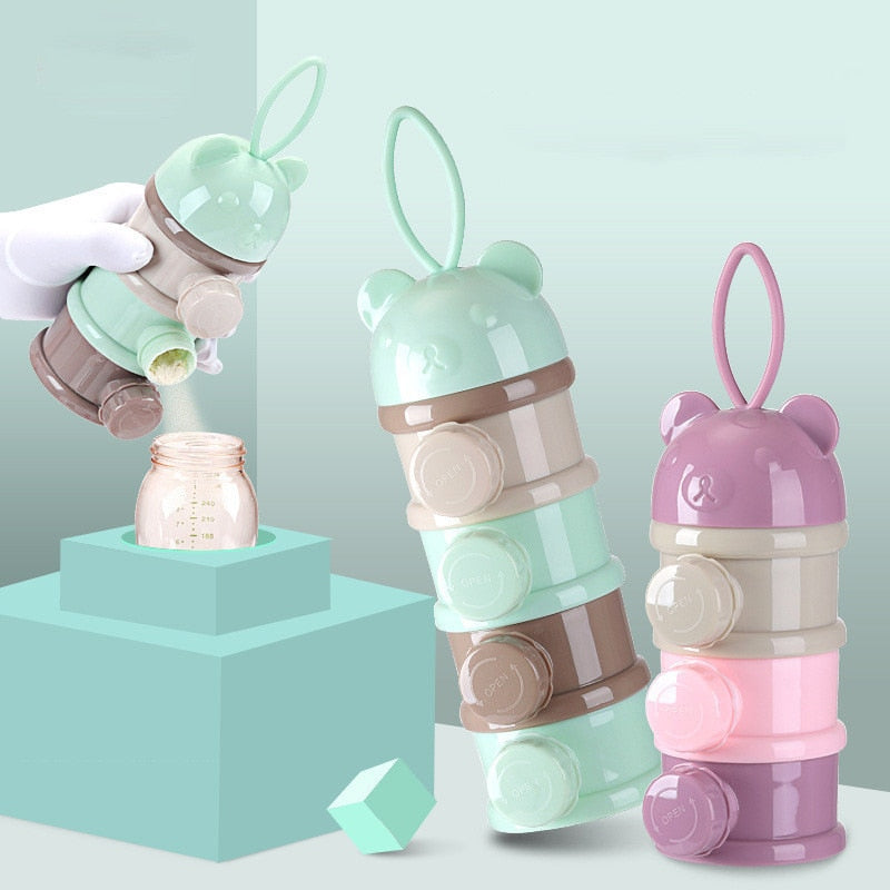 Baby Food Storage Box – 3/4 Layer Bear Style Milk Powder & Snack Container