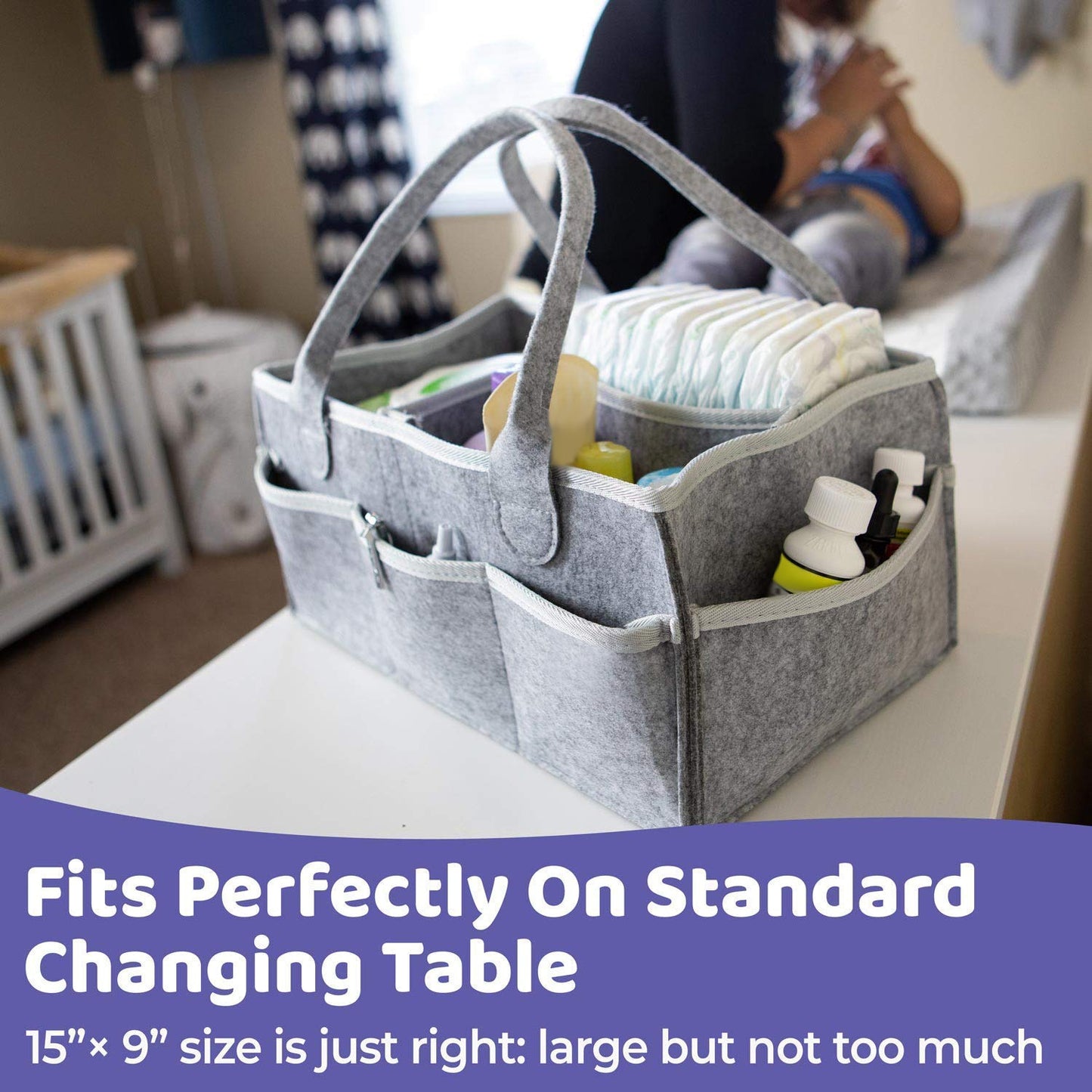 Baby Diaper Caddy Organizer – Portable Nursery Storage Bin for Changing Table & Car
