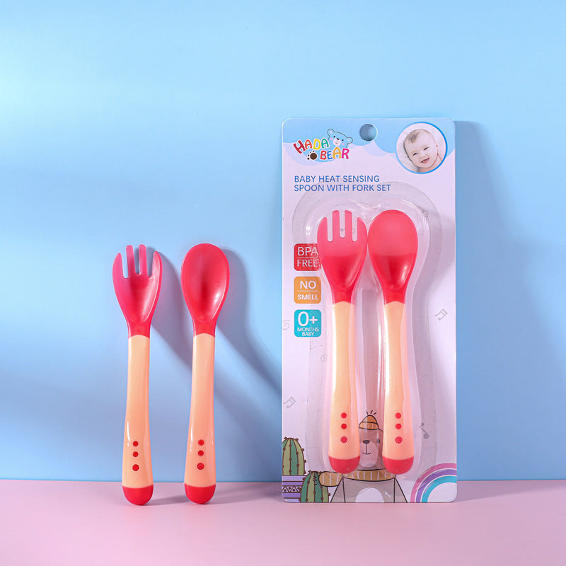 Baby Silicone Spoon and Fork – Color-Changing Anti-Scald Design