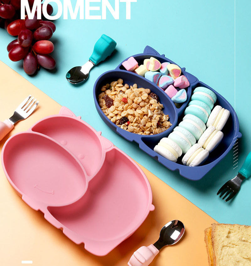 Baby Suction Bowl Set – All-in-One Feeding Tableware with Compartment Plate, Spoon & Fork