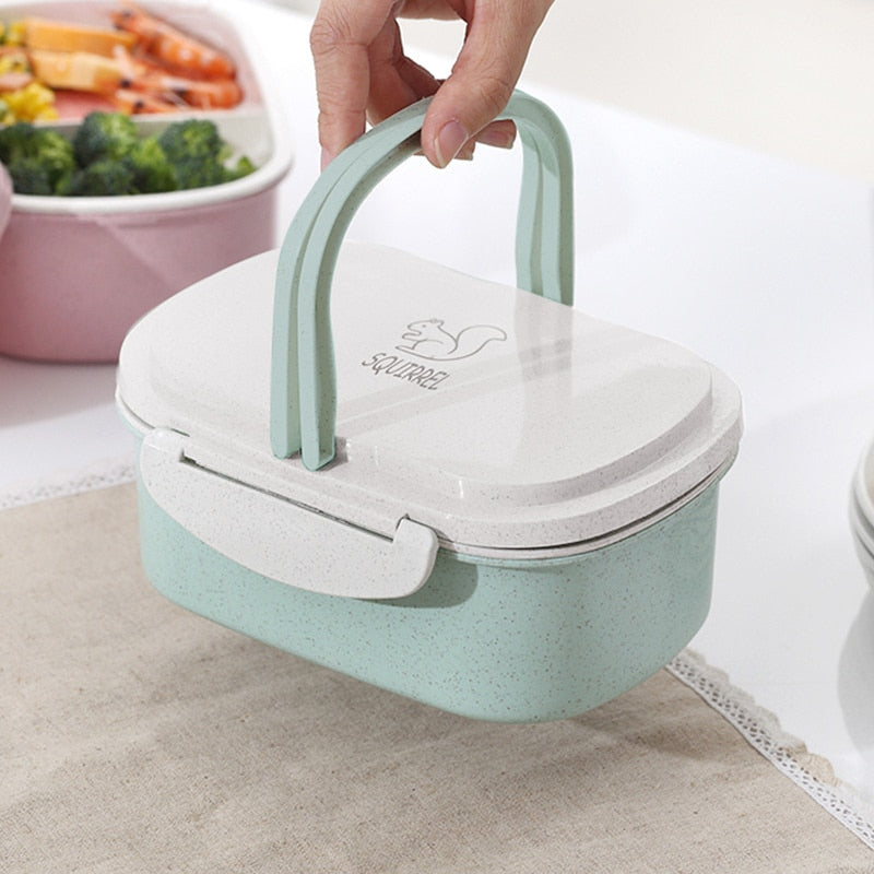 Wheat Straw Lunch Box – Portable 2-Layer Bento Food Storage Container