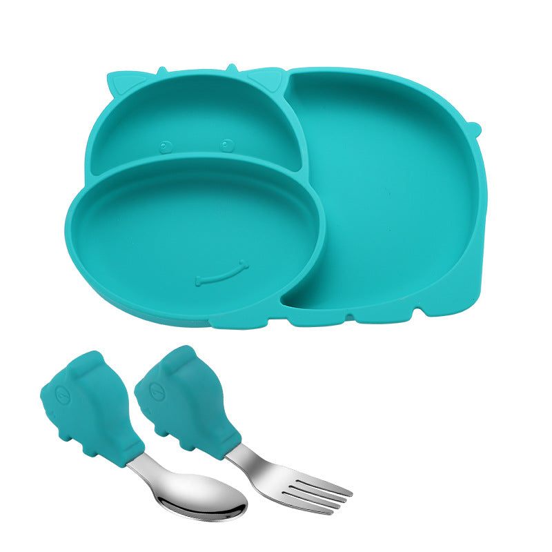 Baby Suction Bowl Set – All-in-One Feeding Tableware with Compartment Plate, Spoon & Fork