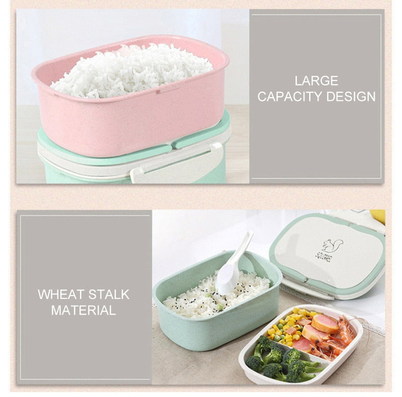 Wheat Straw Lunch Box – Portable 2-Layer Bento Food Storage Container