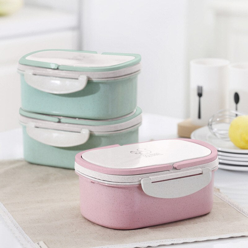 Wheat Straw Lunch Box – Portable 2-Layer Bento Food Storage Container
