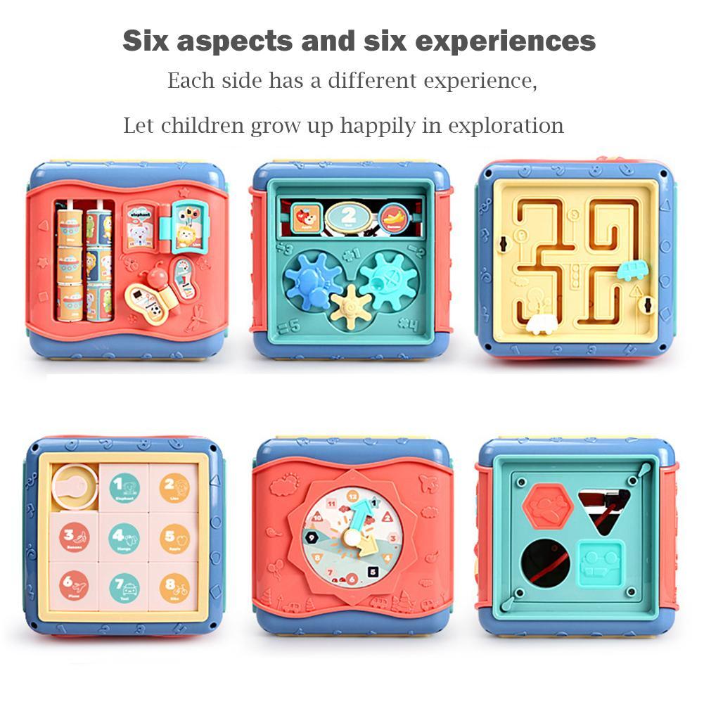 Baby Six-Sided Educational Toy – Shape Sorter, Beads & Math Activity Cube