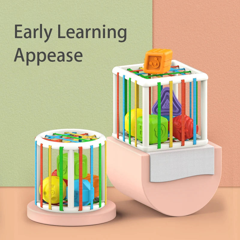 Baby Shape Sorting Toy – Montessori Geometric Blocks Cube for Early Learning