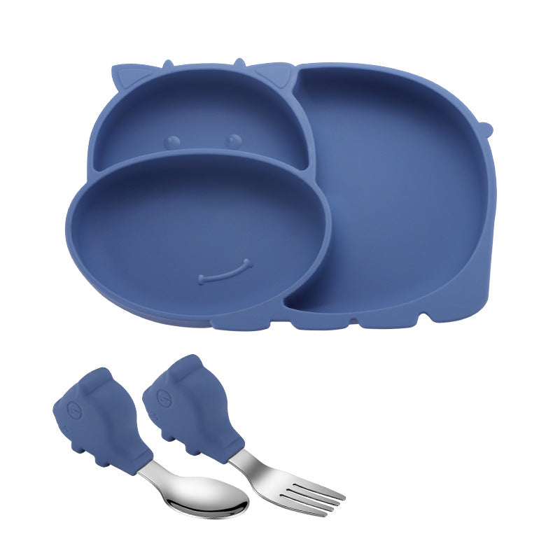 Baby Suction Bowl Set – All-in-One Feeding Tableware with Compartment Plate, Spoon & Fork
