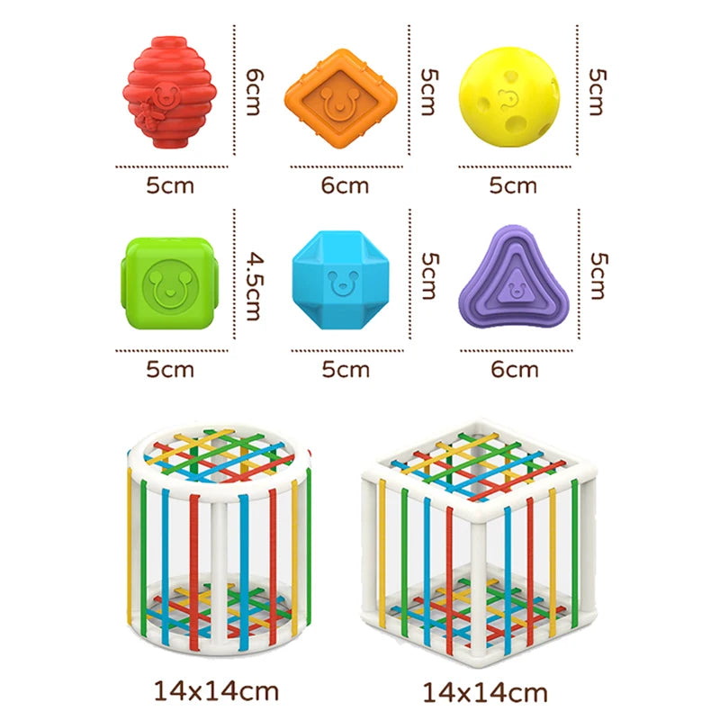 Baby Shape Sorting Toy – Montessori Geometric Blocks Cube for Early Learning