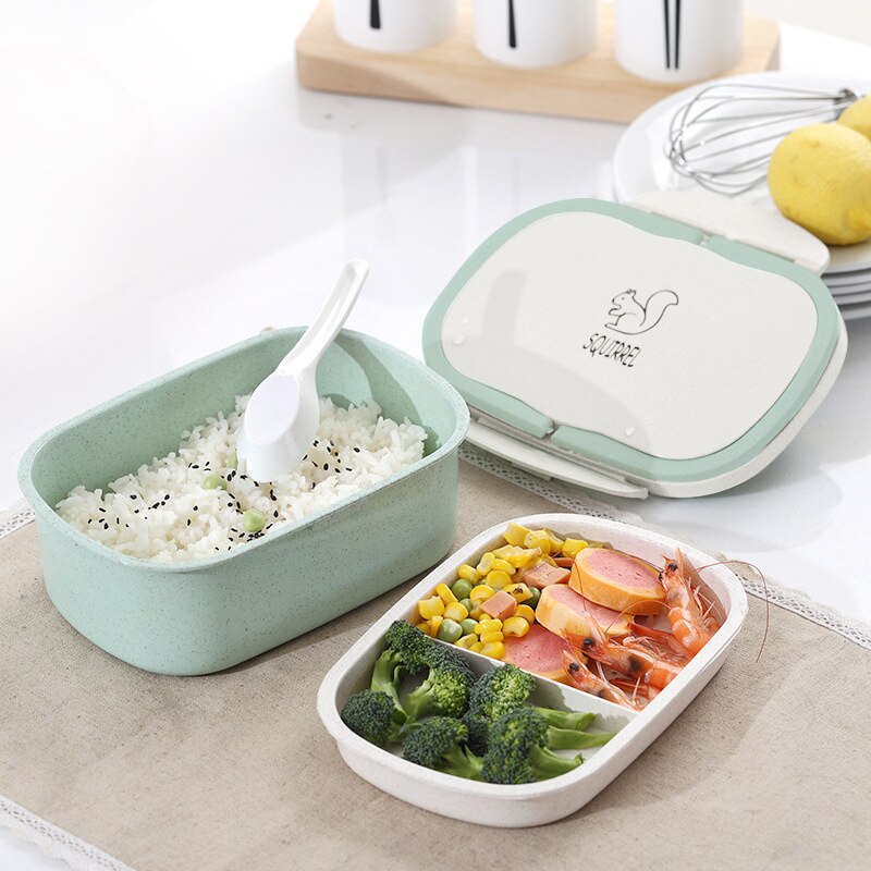 Wheat Straw Lunch Box – Portable 2-Layer Bento Food Storage Container