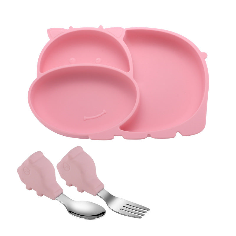 Baby Suction Bowl Set – All-in-One Feeding Tableware with Compartment Plate, Spoon & Fork
