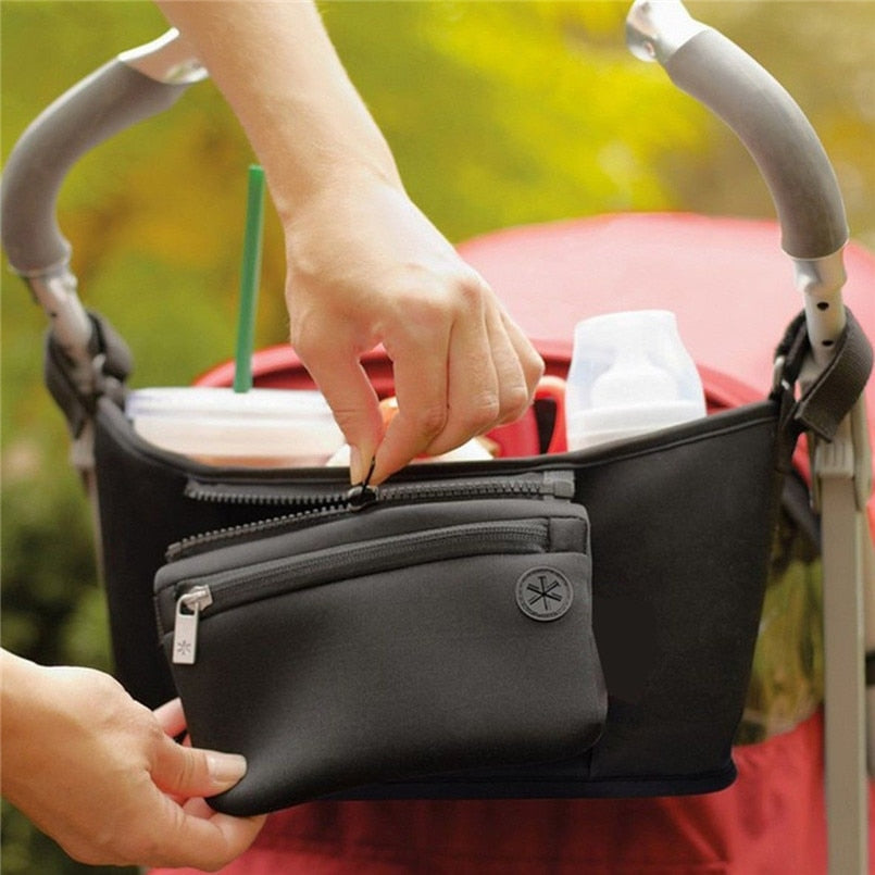 Stroller Organizer Bag – Baby Changing Pram Storage with Bottle & Cup Holder