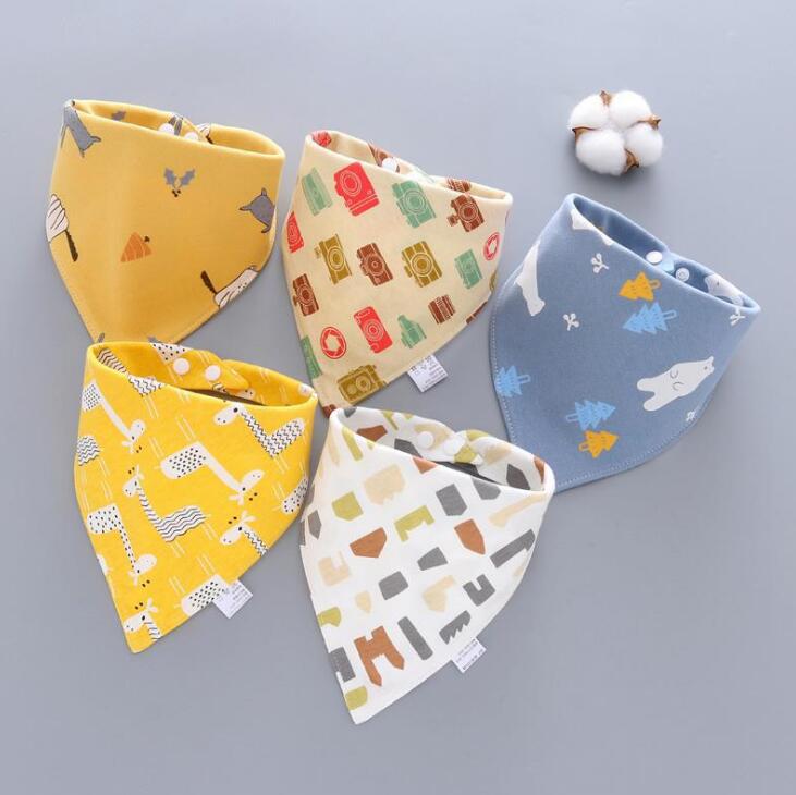 Baby Bandana Bibs – 5pcs Double Cotton Feeding & Burp Cloth Set