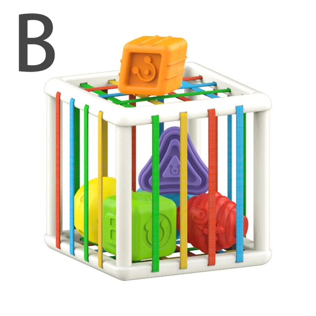 Baby Shape Sorting Toy – Montessori Geometric Blocks Cube for Early Learning