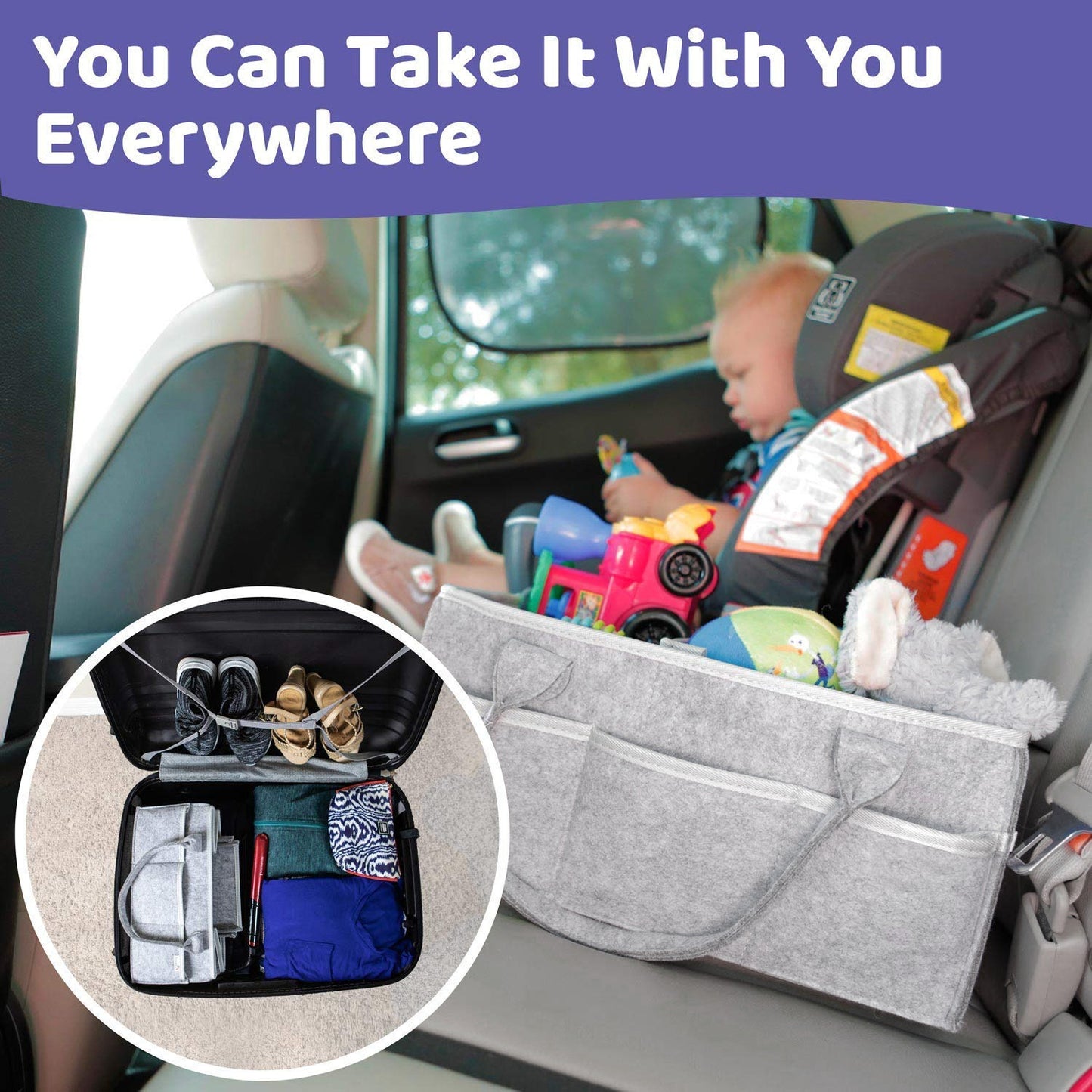Baby Diaper Caddy Organizer – Portable Nursery Storage Bin for Changing Table & Car