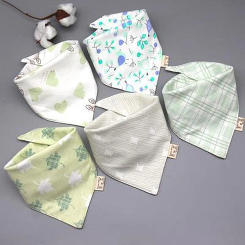 Baby Bandana Bibs – 5pcs Double Cotton Feeding & Burp Cloth Set