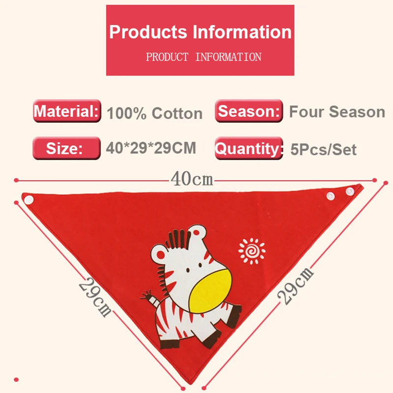 Baby Bandana Bibs – 5pcs Double Cotton Feeding & Burp Cloth Set