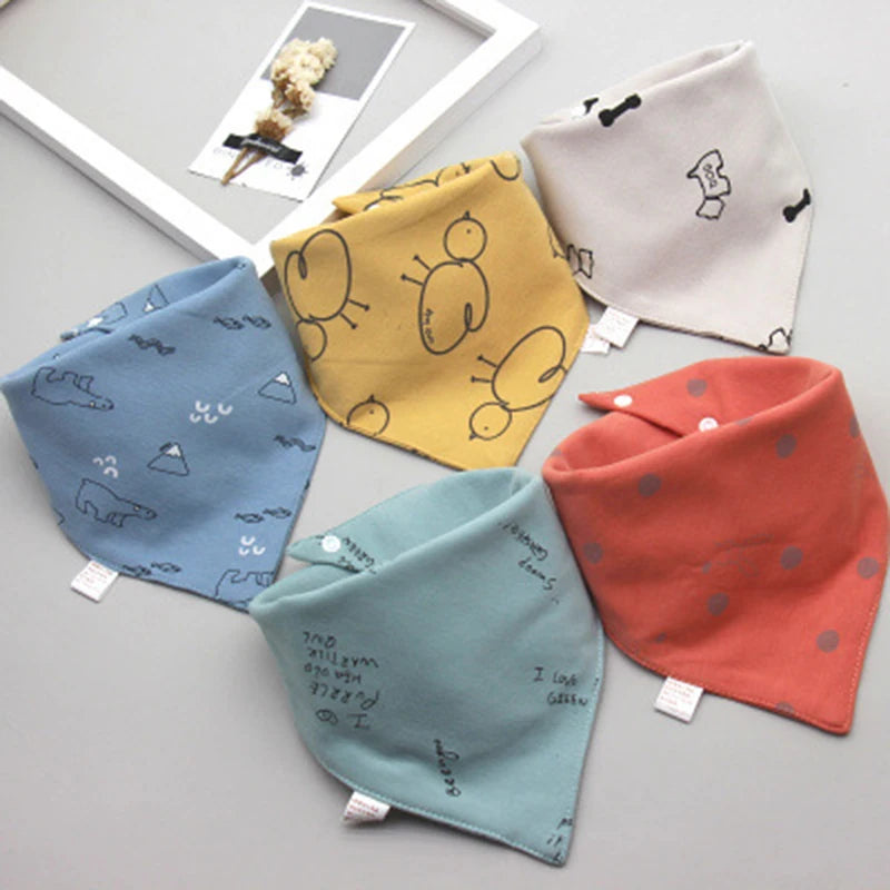 Baby Bandana Bibs – 5pcs Double Cotton Feeding & Burp Cloth Set