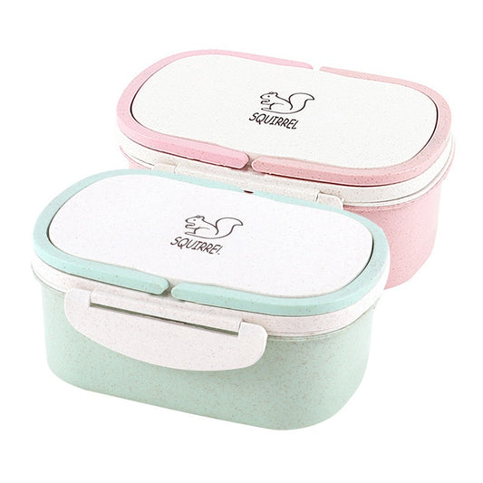 Wheat Straw Lunch Box – Portable 2-Layer Bento Food Storage Container