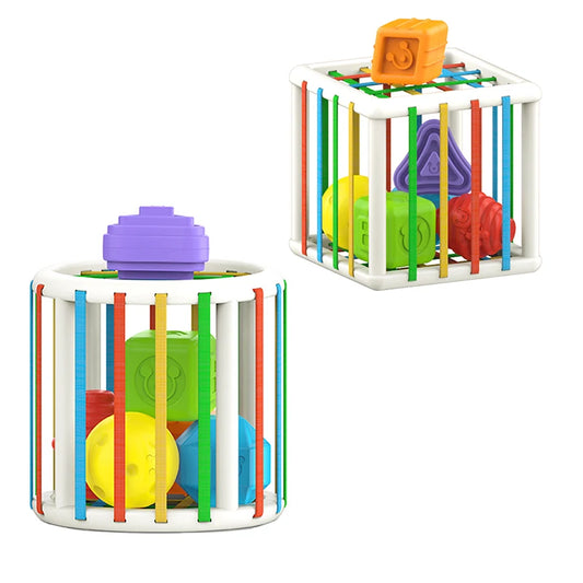 Baby Shape Sorting Toy – Montessori Geometric Blocks Cube for Early Learning