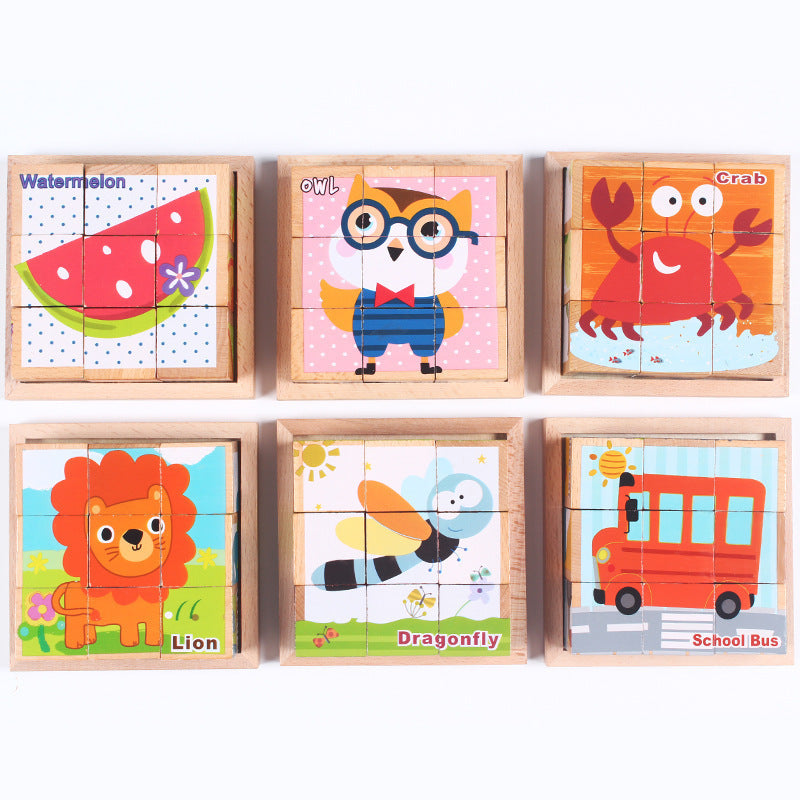 Wooden Jigsaw Puzzle – 3D Cube Educational Toy for Kids