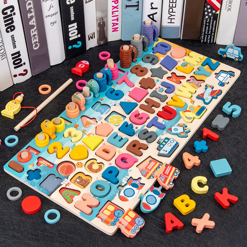 Wooden Montessori Educational Toys – Shape, Color & Number Learning Board