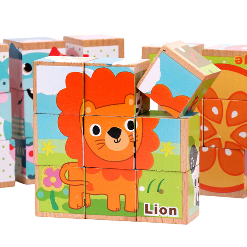 Wooden Jigsaw Puzzle – 3D Cube Educational Toy for Kids