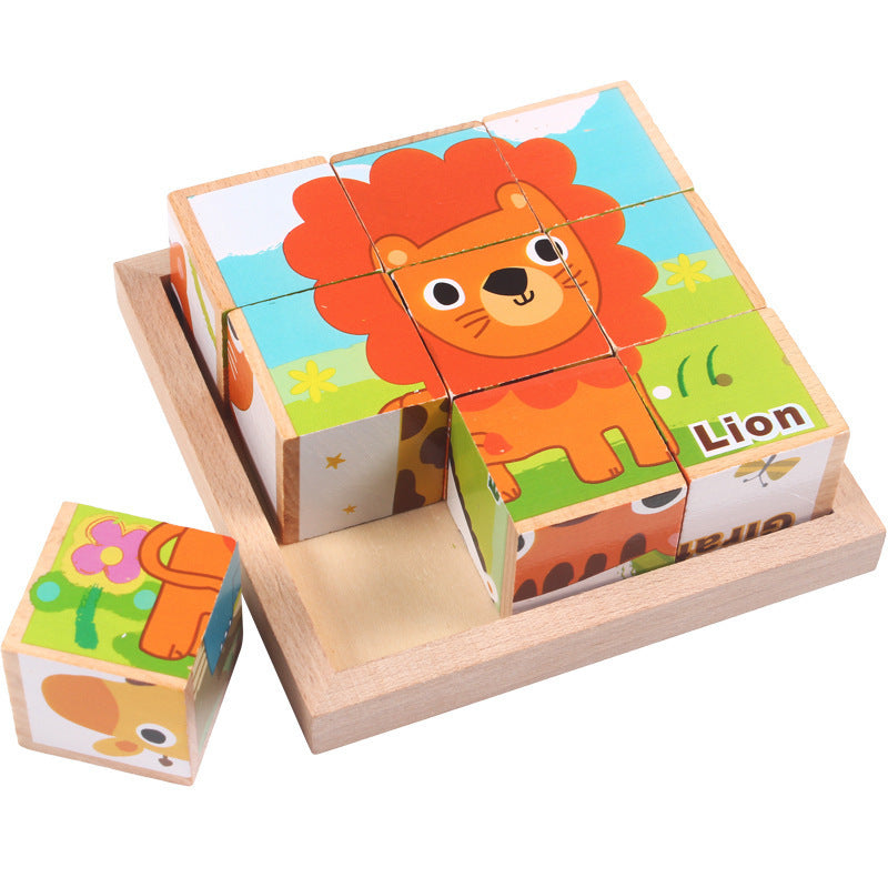 Wooden Jigsaw Puzzle – 3D Cube Educational Toy for Kids