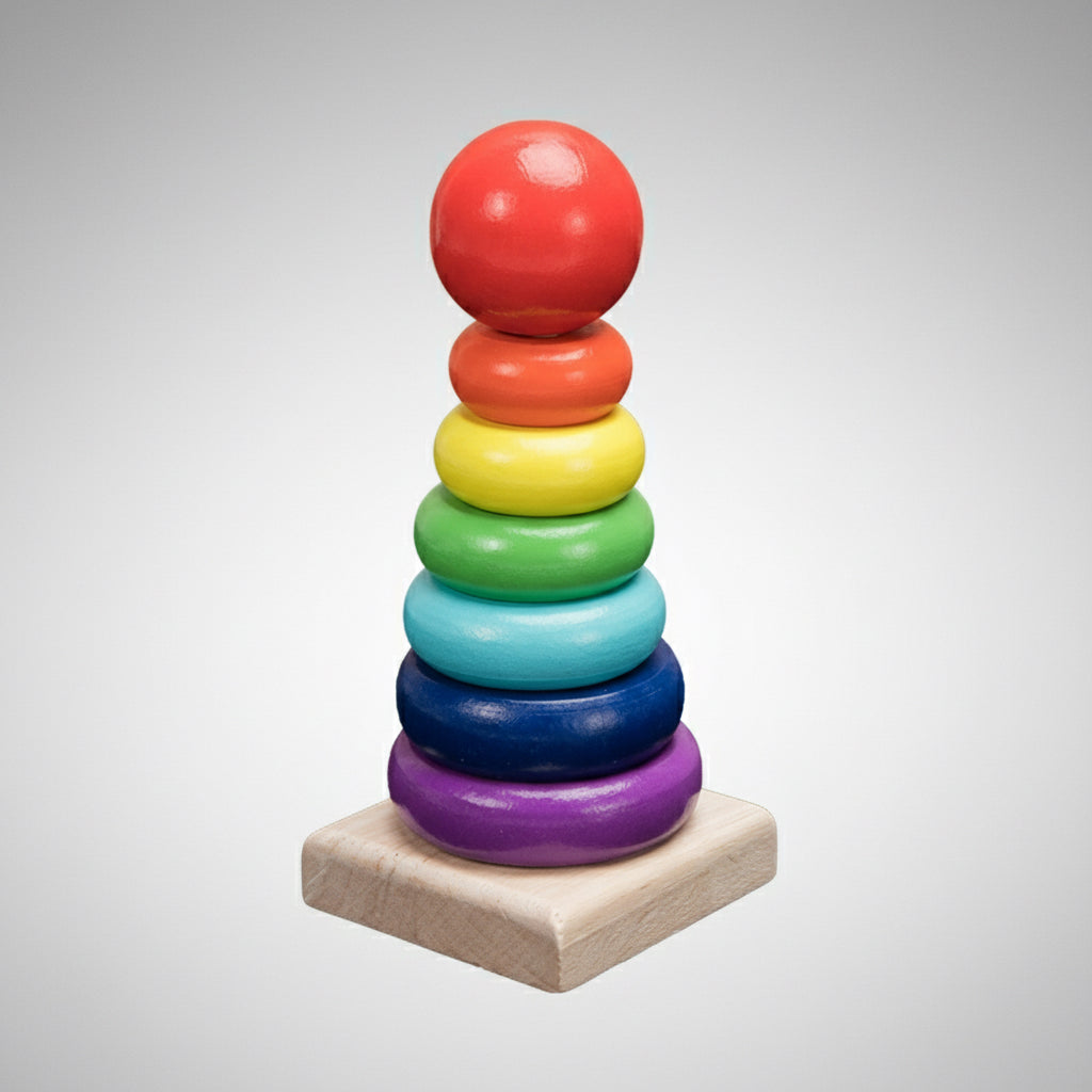 Wooden Toys Rattles – Montessori Educational Rainbow Blocks for Babies & Kids