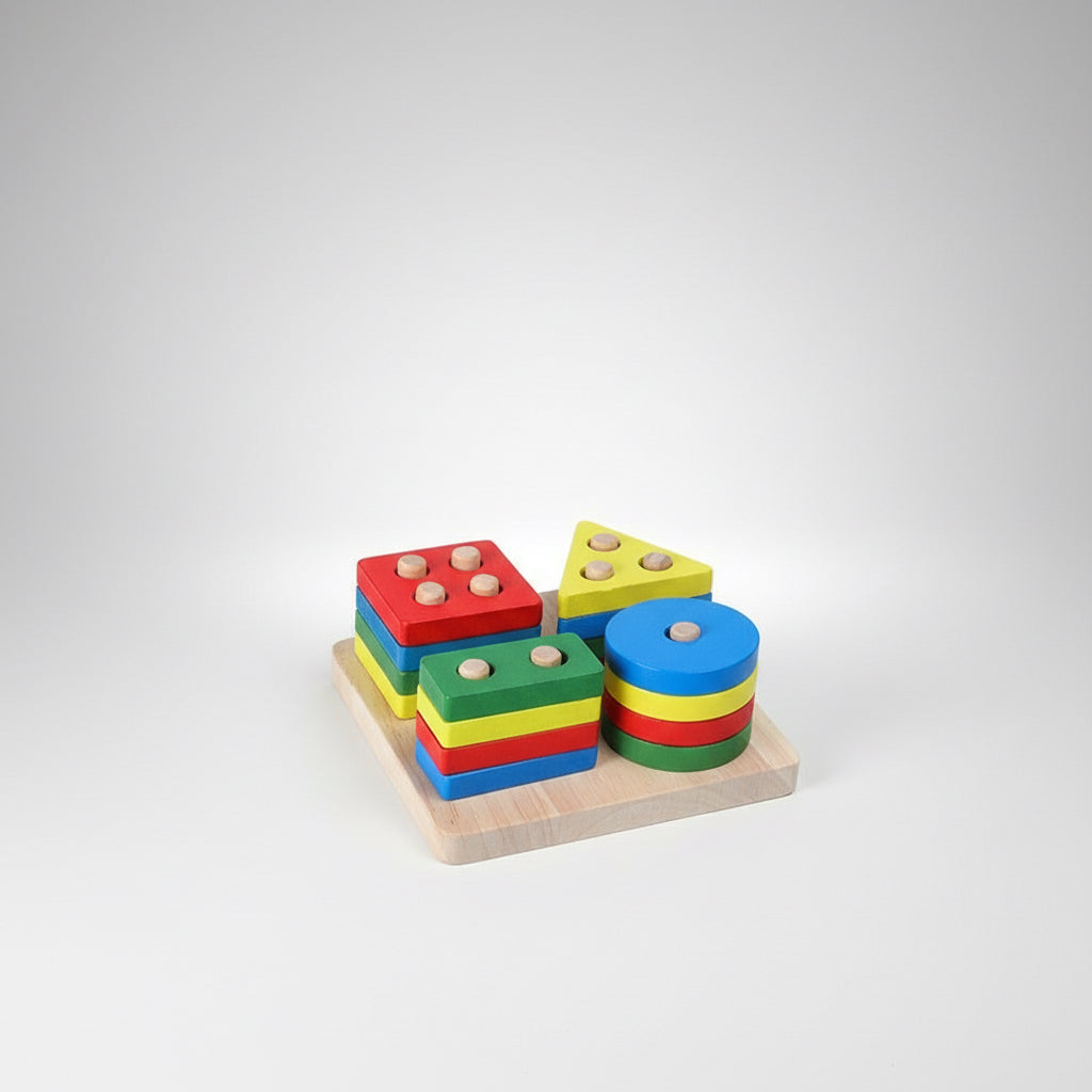Wooden Toys Rattles – Montessori Educational Rainbow Blocks for Babies & Kids
