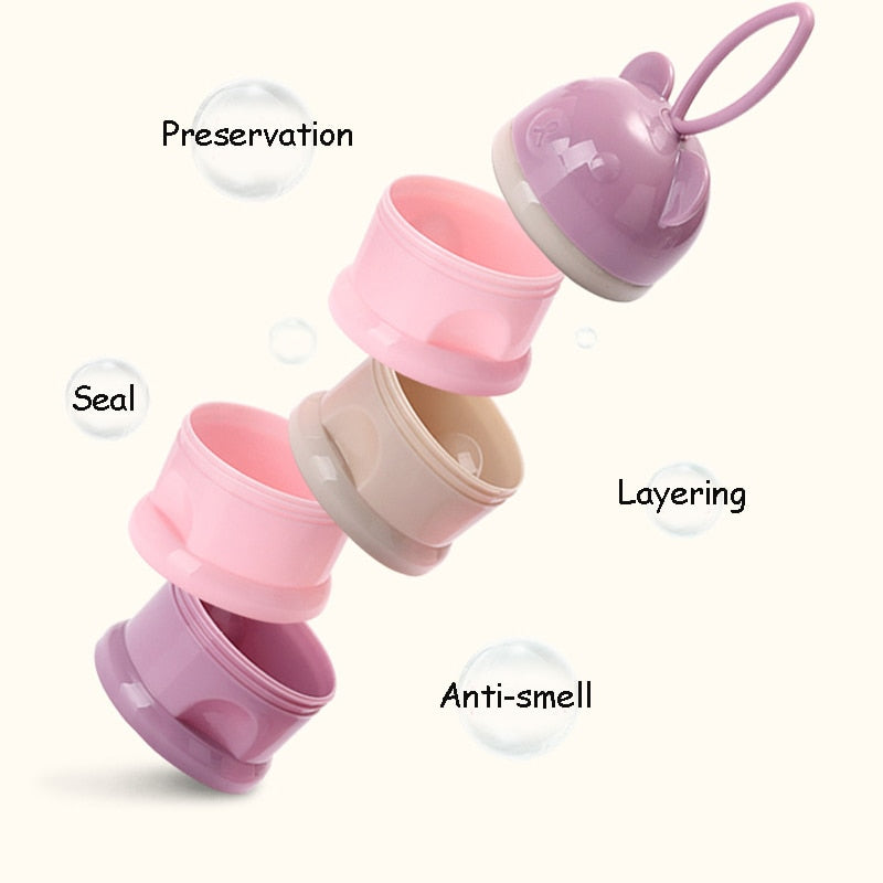 Baby Food Storage Box – 3/4 Layer Bear Style Milk Powder & Snack Container