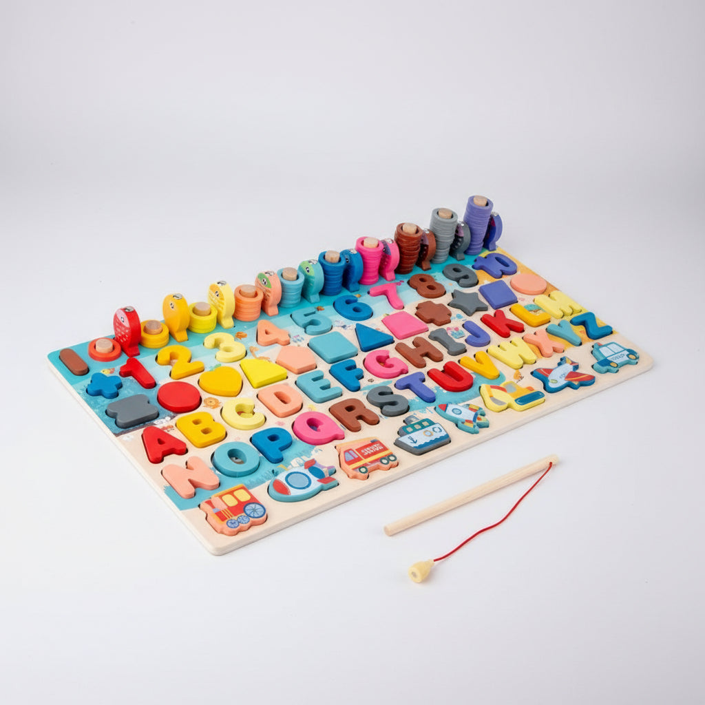 Wooden Montessori Educational Toys – Shape, Color & Number Learning Board