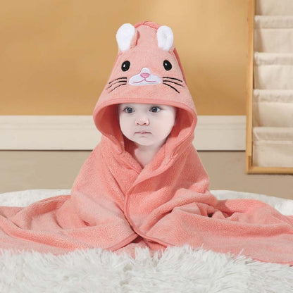 Baby Hooded Towel – Cartoon Animal Face Newborn Bath Wrap