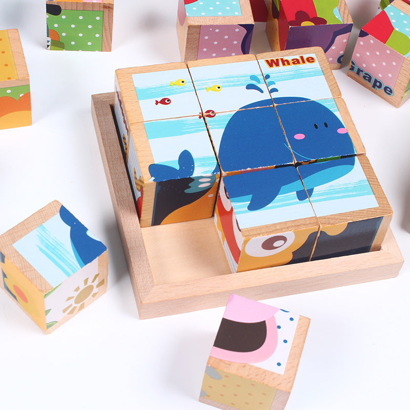 Wooden Jigsaw Puzzle – 3D Cube Educational Toy for Kids
