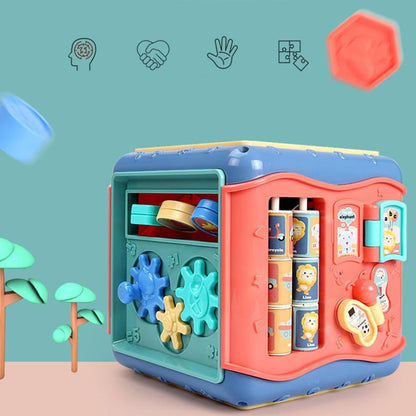 Baby Six-Sided Educational Toy – Shape Sorter, Beads & Math Activity Cube