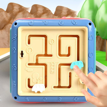 Baby Six-Sided Educational Toy – Shape Sorter, Beads & Math Activity Cube
