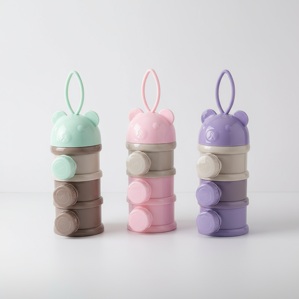 Baby Food Storage Box – 3/4 Layer Bear Style Milk Powder & Snack Container