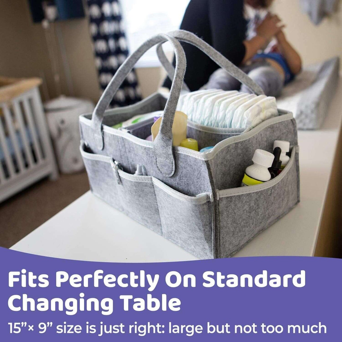 Baby Diaper Caddy Organizer – Portable Nursery Storage Bin for Changing Table & Car