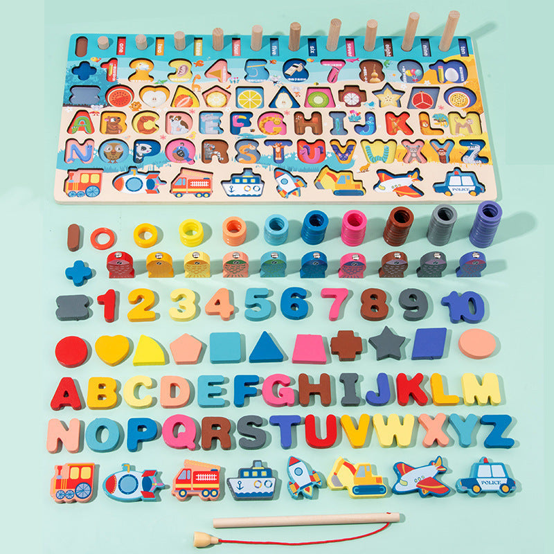 Wooden Montessori Educational Toys – Shape, Color & Number Learning Board