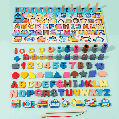 Wooden Montessori Educational Toys – Shape, Color & Number Learning Board