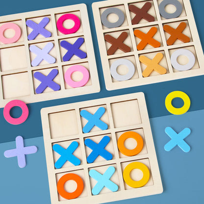 Wooden Tic Tac Toe Game – Classic XO Puzzle Board for Kids