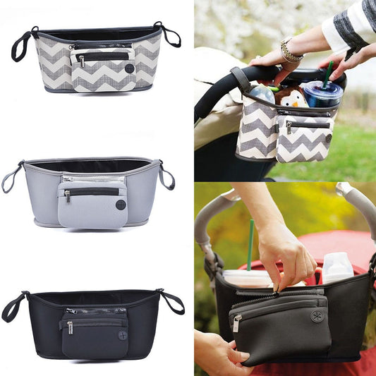 Stroller Organizer Bag – Baby Changing Pram Storage with Bottle & Cup Holder