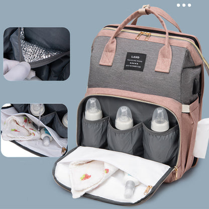 Baby Diaper Bag Backpack – Foldable Crib & Large Capacity