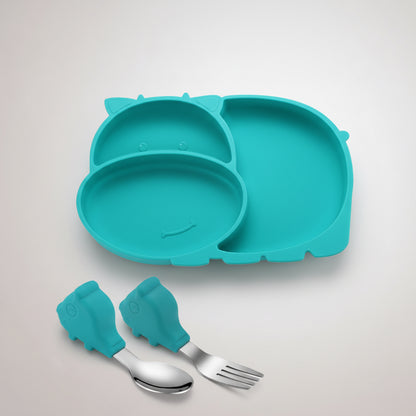 Baby Suction Bowl Set – All-in-One Feeding Tableware with Compartment Plate, Spoon & Fork