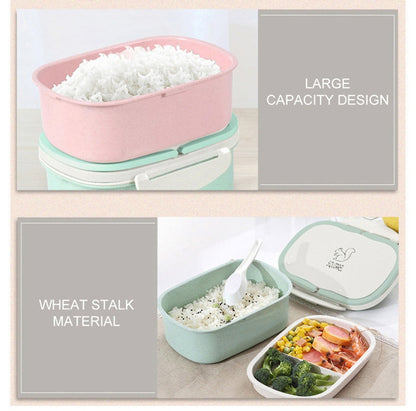Wheat Straw Lunch Box – Portable 2-Layer Bento Food Storage Container