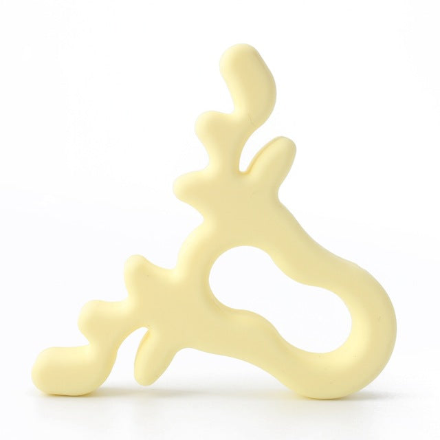 Baby Christmas Teether Silicone Toy in soft yellow food-grade silicone shape.